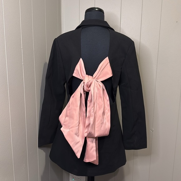NWT Alex Vinash Womens Large Bow Open Back Crystal Button Blazer Jacket Dress - Picture 5 of 8